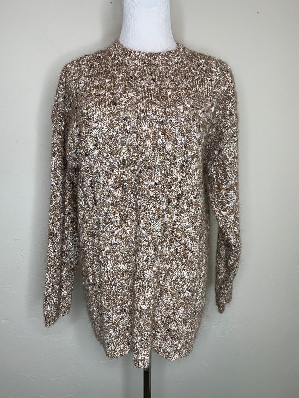 Vintage 90s Forenza Brown Tan Marled Crew Neck Sweater Sz Medium